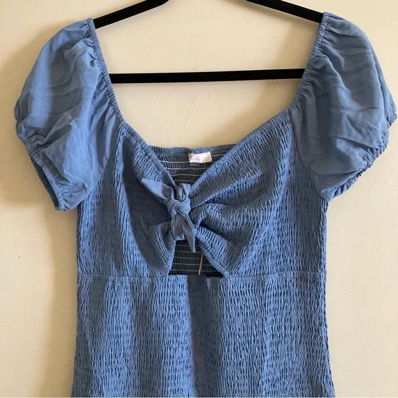 Blush Smocked Tie Knot Mini Dress | NWT - Picture 6 of 11